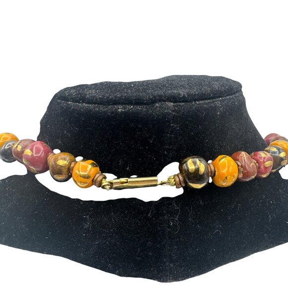 Unbranded Jewel Tone Beaded Necklace Multicolor Ceramic Beads 20 in. - Picture 6 of 10